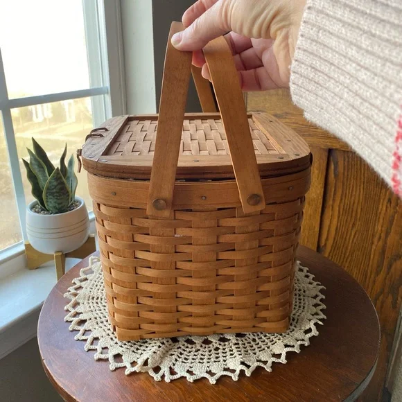 Longaberger 1990 Handcrafted Large Brown Woven Basket EUC